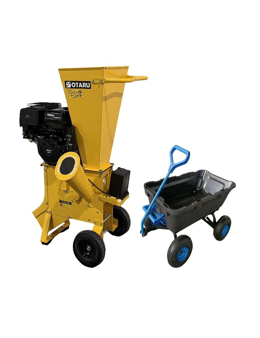 Pack Chipeadora a Gasolina 15hp 4T 4 Pulgadas + Carrito Tolva abatible 300 kg