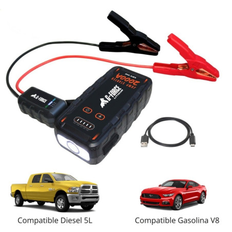 Partidor Arrancador de Baterías 2000A 12V con Linterna y Power Bank G-FORCE