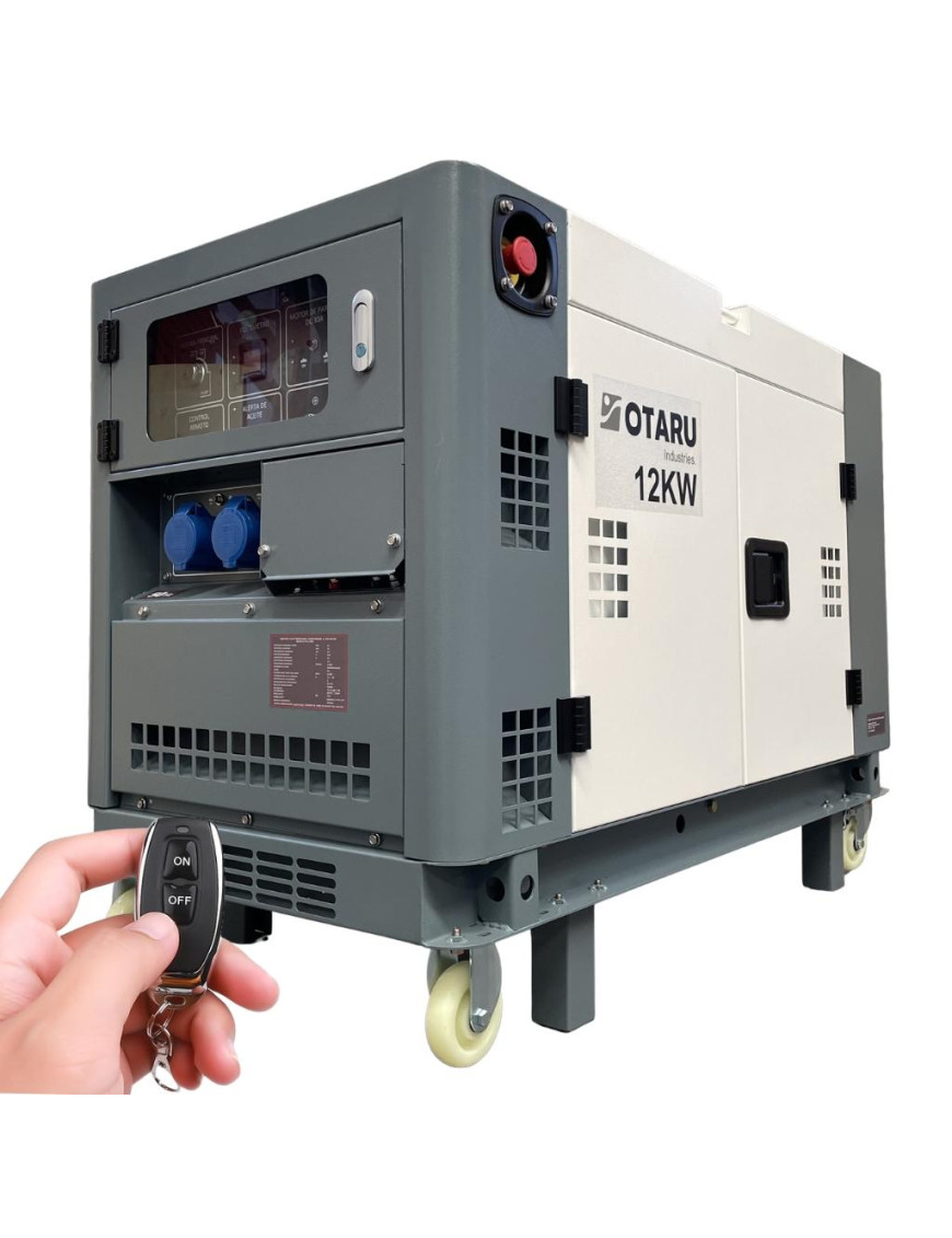 Generador Diesel 15KVA Cerrado 220v Monofásico 2 Cilindros en V con Ruedas Otaru
