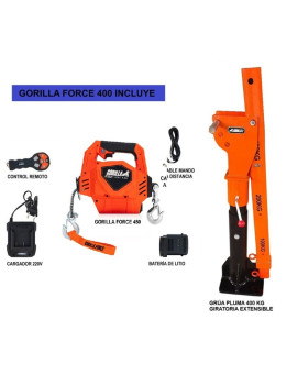 Grúa Giratoria 400KG Extensible G-Force Winche portátil con batería litio (piola sintética)