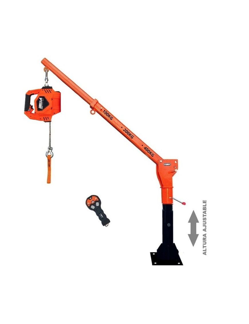 Grúa Giratoria 400KG Extensible G-Force Winche portátil con batería litio (piola sintética)