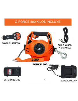 G-Force 500 Winche portátil con batería litio bloqueo & desbloqueo (piola sintética 12mts)