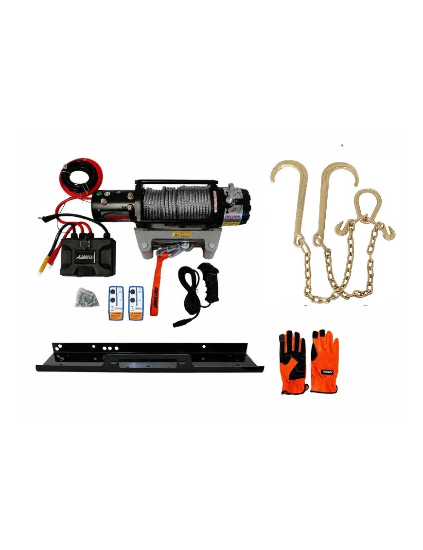 Pack Gruero Winche 12.000 libras 12v + BASE + GANCHOS J G80