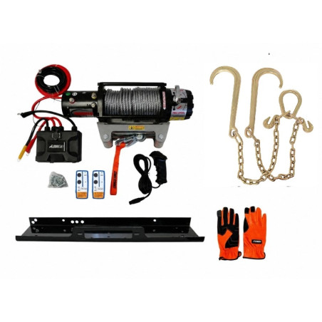 Pack Gruero Winche 12.000 libras 12v + BASE + GANCHOS J G80