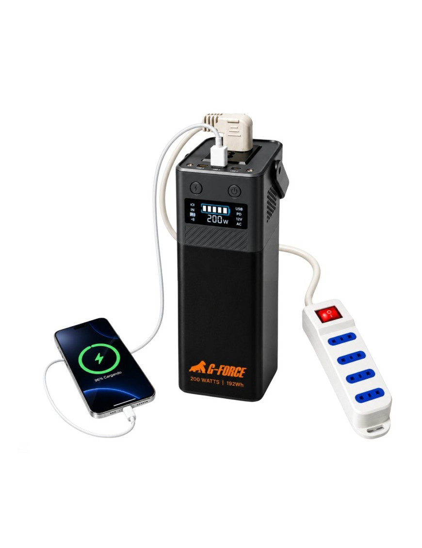 Estación de Energía Portátil 200W 220V AC y 12V DC con Salidas USB 192Wh G-FORCE y Bolso