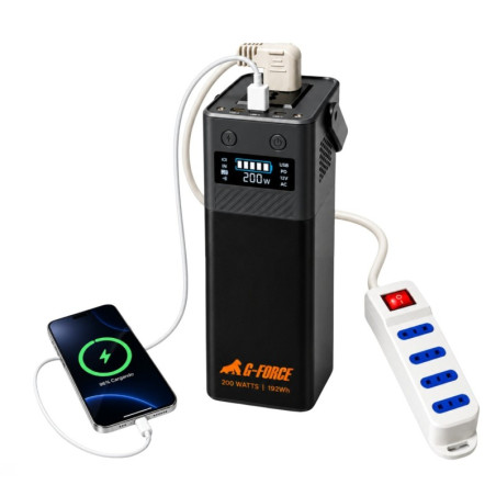 Estación de Energía Portátil 200W 220V AC y 12V DC con Salidas USB 192Wh G-FORCE y Bolso